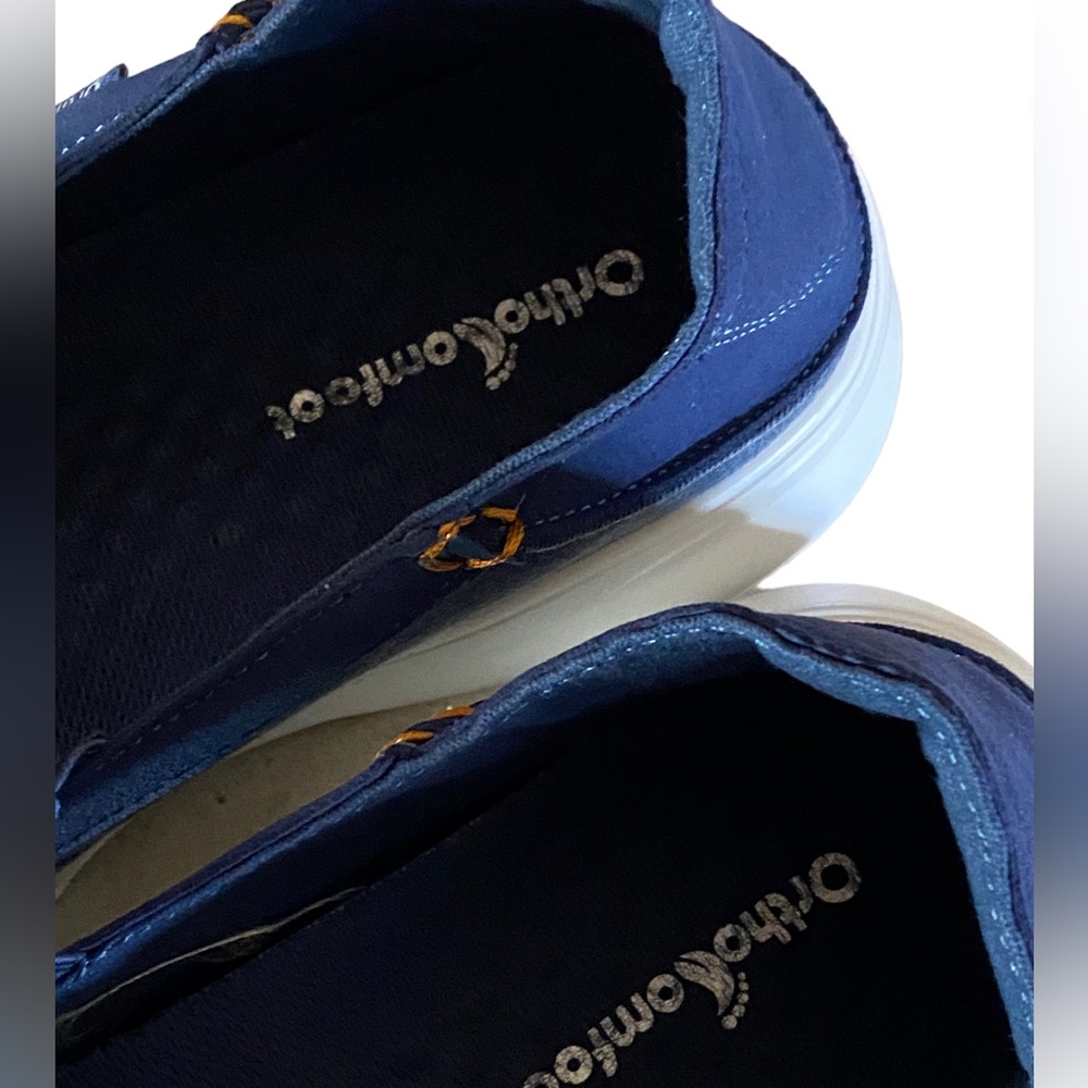 OrthoComfoot Slip-On Blue Denim Suede Boat Shoe Loafer/Arch Support Size… - Picture 8 of 8